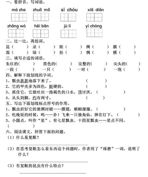 蚂蚱的渣渣怎么组词 蚂蚱的渣渣怎么组词