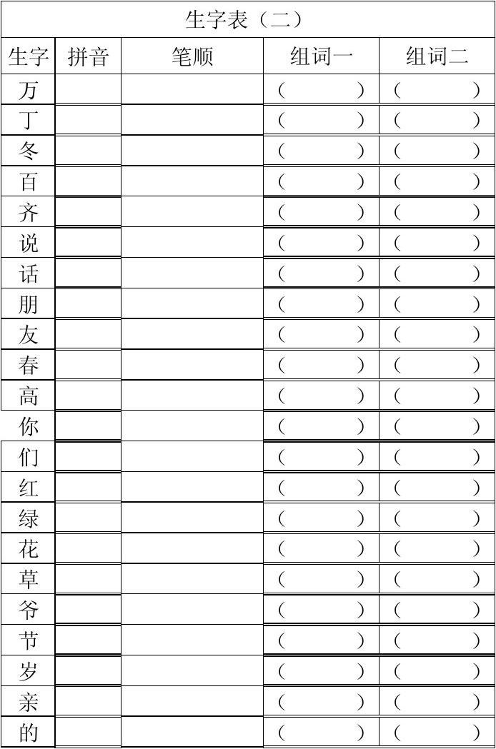 一年级下学期生字组词(一年级下学期生字组词上册)